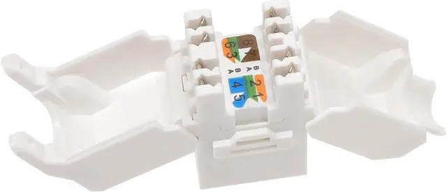 Alt view image 4 of 5 - Monoprice Cat6 RJ45 Toolless 180-Degree Keystone Jack for 22-24AWG Solid Wire, White