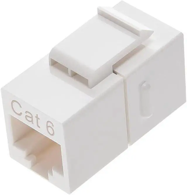 Alt view image 4 of 8 - Monoprice 8P8C RJ45 Cat6 Inline Coupler Type Keystone Jack - White, Fits All Standard Keystone Wall Plates And Panels