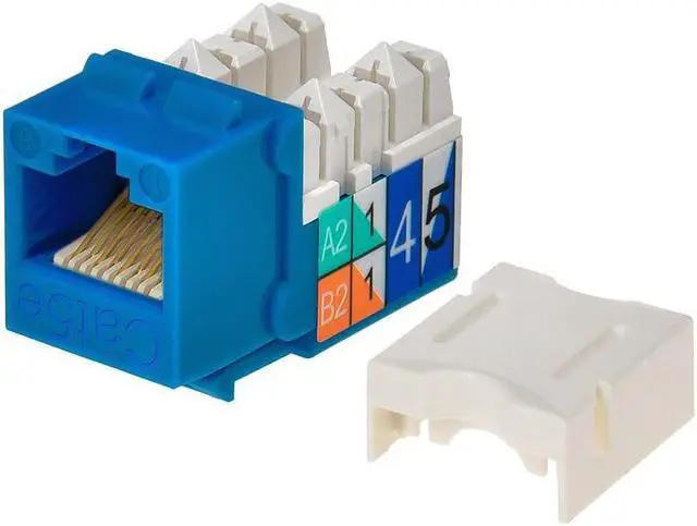 Alt view image 14 of 15 - Monoprice Cat5e Punch Down Keystone Jack for 22-24AWG Solid Wire, Blue