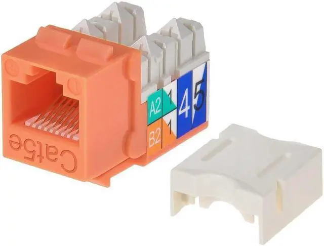 Alt view image 6 of 11 - Monoprice Cat5e Punch Down Keystone Jack for 22-24AWG Solid Wire, Orange