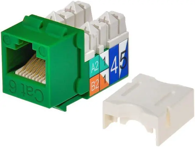 Alt view image 7 of 7 - Monoprice Cat6 Punch Down Keystone Jack for 22-24AWG Solid Wire, Green