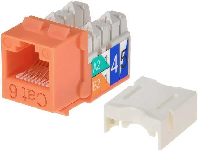 Alt view image 7 of 7 - Monoprice Cat6 Punch Down Keystone Jack for 22-24AWG Solid Wire, Orange