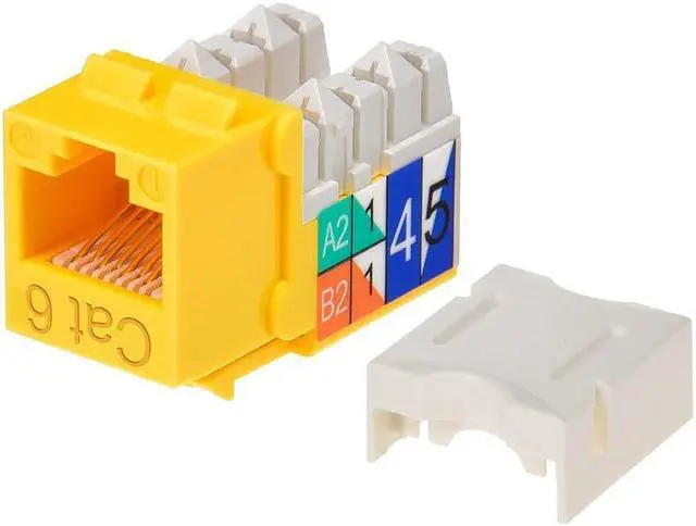 Alt view image 6 of 6 - Monoprice Cat6 Punch Down Keystone Jack for 22-24AWG Solid Wire, Yellow