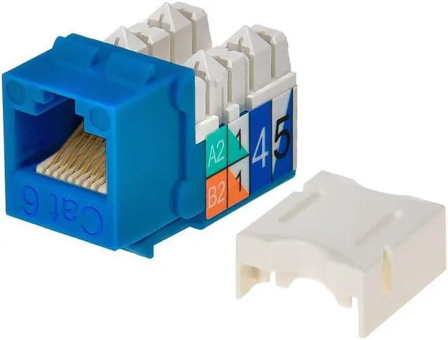Alt view image 6 of 7 - Monoprice Cat6 Punch Down Keystone Jack - Blue | 110 Type IDC, 90 Degree Connection