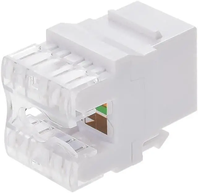 Alt view image 5 of 8 - Monoprice Cat6 Punch Down Short Body 180-Degree Keystone Jack for 22-24AWG Solid Wire, White