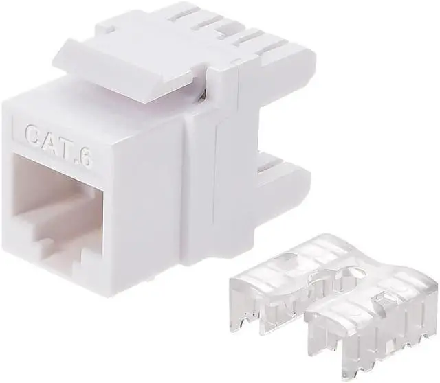 Alt view image 6 of 8 - Monoprice Cat6 Punch Down Short Body 180-Degree Keystone Jack for 22-24AWG Solid Wire, White