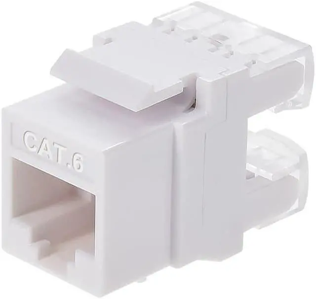 Alt view image 4 of 8 - Monoprice Cat6 Punch Down Short Body 180-Degree Keystone Jack for 22-24AWG Solid Wire, White