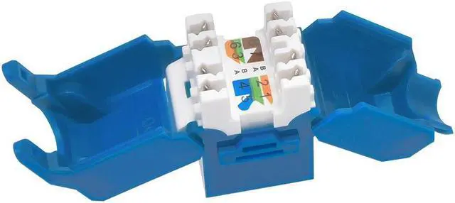 Alt view image 4 of 6 - Monoprice Cat6A RJ45 Toolless 180-Degree Keystone Jack for 22-24AWG Solid Wire, Blue