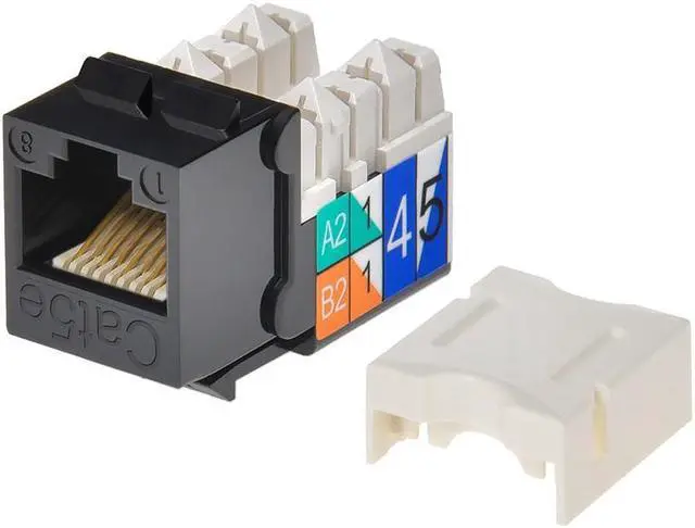 Alt view image 6 of 10 - Monoprice Cat5E Punch Down Keystone Jack - Black | 110 type IDC, 90 Degree Connection