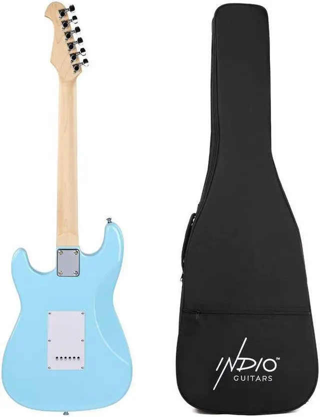 Alt view image 6 of 6 - Monoprice Cali DLX Plus Solid Ash Electric Guitar | Wilkinson Bridge and Pickups, with Gig Bag, Right Orientation, Light Blue with Maple Fretboard - Indio Series