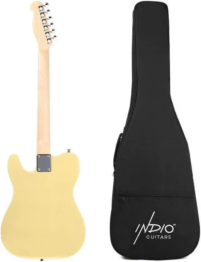 Alt view image 6 of 6 - Monoprice Retro DLX Plus Solid Ash Electric Guitar | Right Orientation, Wilkinson Bridge and SS Pickups, with Gig Bag, Blonde with Maple Fretboard - Indio Series