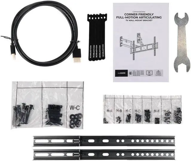 Alt view image 6 of 8 - Monoprice Corner Friendly Full-Motion Articulating TV Wall Mount Bracket For TVs 32in to 70in, Max Weight 99lbs, VESA Patterns Up to 600x400, Fits Curved Screens - Cornerstone Series