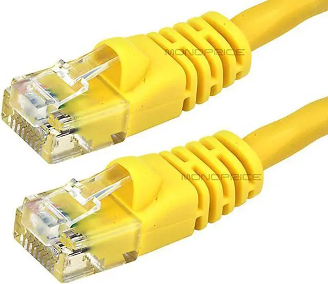 Alt view image 3 of 8 - Monoprice Cat6 Ethernet Patch Cable - 1 Feet - Yellow | Network Internet Cord - RJ45, Stranded, 550Mhz, UTP, Pure Bare Copper Wire, 24AWG