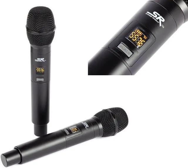 Alt view image 4 of 7 - Monoprice 200-Channel UHF Dual Handheld Wireless Microphones System, 262foot (80meter) Range, Perfect for Church, Birthdays, Karaoke, Weddings, Events - Stage Right Series