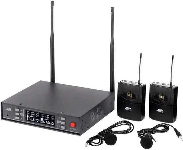Main image of Monoprice 200-Channel UHF Dual Lavalier Wireless Microphones System, For Church Services, Business Meetings, or Karaoke Singing - Stage Right Series