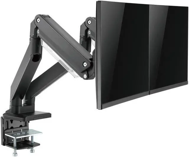 Alt view image 5 of 13 - Monoprice Heavy-Duty Dual-Monitor Full-Motion Adjustable Gas-Spring Desk Mount for 15 to 34 Inches Monitors, Desk EdgeClamp, Fits 2 Screens - Workstream Collection
