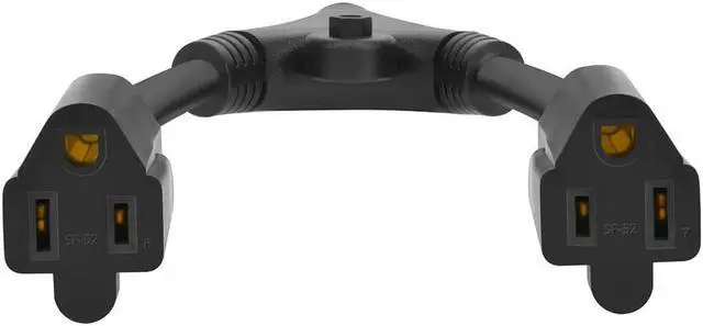 Alt view image 6 of 14 - Monoprice 14inch 14AWG Power Cord Splitter Cable, 15A (NEMA 5-15P to 2x NEMA 5-15R)