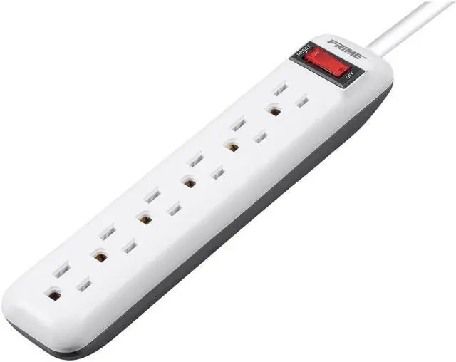 Alt view image 3 of 6 - Monoprice 6 Outlet Power Strip with 3ft Cord, White