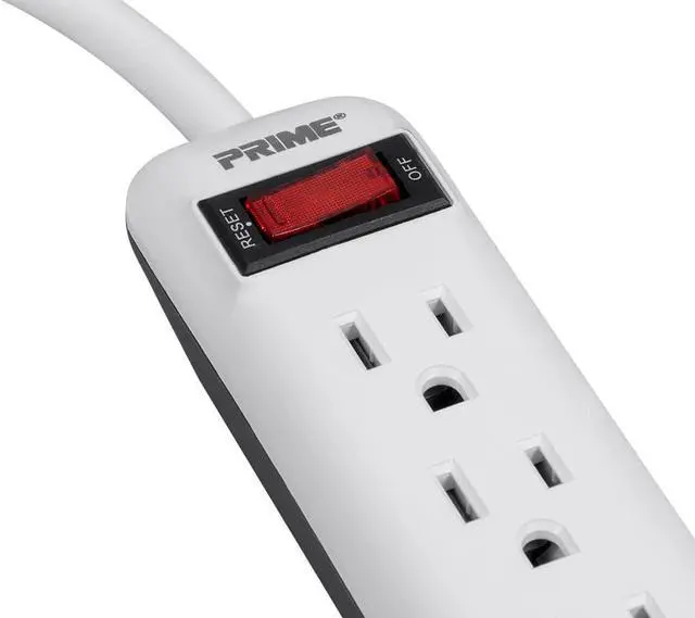 Alt view image 5 of 6 - Monoprice 6 Outlet Power Strip with 3ft Cord, White