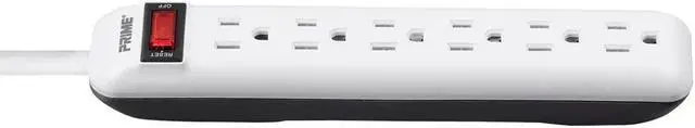 Alt view image 4 of 6 - Monoprice 6 Outlet Power Strip with 3ft Cord, White