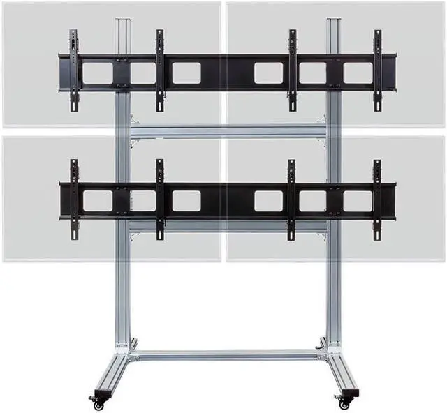 Alt view image 15 of 20 - Monoprice Commercial Series 2x2 Video Wall Mount Bracket System Rolling Display Cart with Micro Adjustment Arms For LED