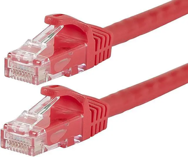 Main image of Monoprice Cat6 Ethernet Patch Cable - 1 Feet - Red | Network Internet Cord - Snagless RJ45, Stranded, 550Mhz, UTP, Pure Bare Copper Wire, 24AWG - Flexboot Series