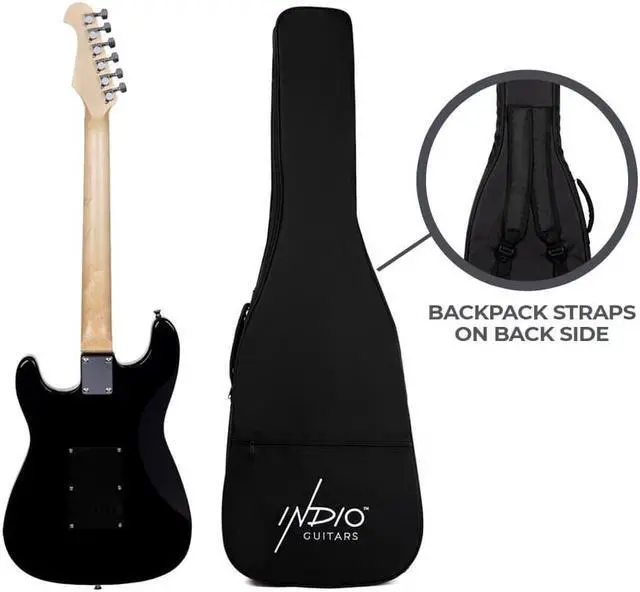 Alt view image 6 of 6 - Monoprice Cali Classic HSS Electric Guitar with Gig Bag - Sunburst Body, Black Pickguard, Rosewood Fingerboard - Indio Series