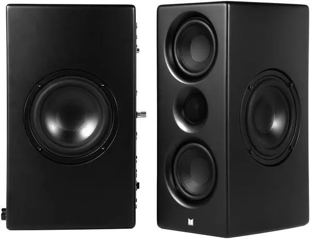 Alt view image 4 of 6 - Monoprice Monolith MTM-100 100 Watt Bluetooth aptX HD Powered Desktop Speakers with Optical and USB Inputs, Subwoofer Output, Remote Control Included, For PCs and Laptops