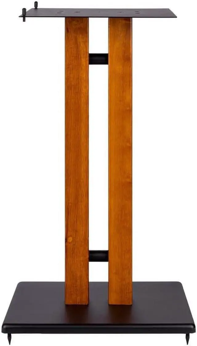 Alt view image 3 of 7 - Monoprice Monolith 32in Cherry Wood Speaker Stand with Adjustable Top Plate, Cherry (Each) Hold Speakers Weighing Up To 75 Pounds, Perfect For Center or Bookshelf Speakers