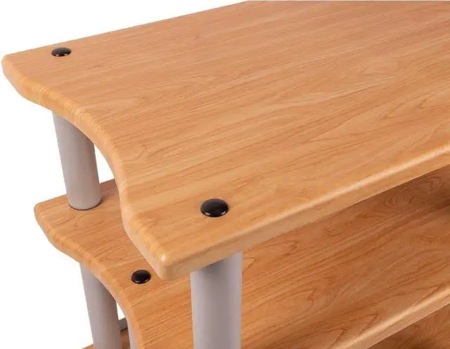 Alt view image 4 of 5 - Monoprice Monolith Double-Wide XL 3-Tier AV Stand - Maple | 300 lbs Weight Capacity Per Shelf, Organize and Display Your AV Components, Home Theater or Entertainment System
