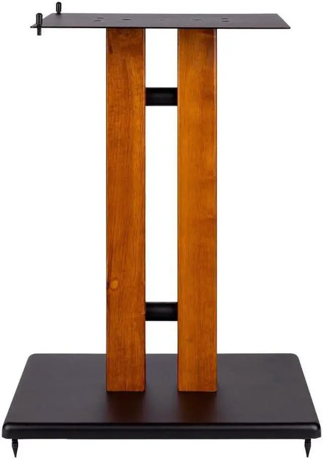 Alt view image 3 of 6 - Monoprice Monolith 24in Cherry Wood Speaker Stand with Adjustable Top Plate, Cherry (Each) Hold Speakers Weighing Up To 75 Pounds, Perfect For Center or Bookshelf Speakers