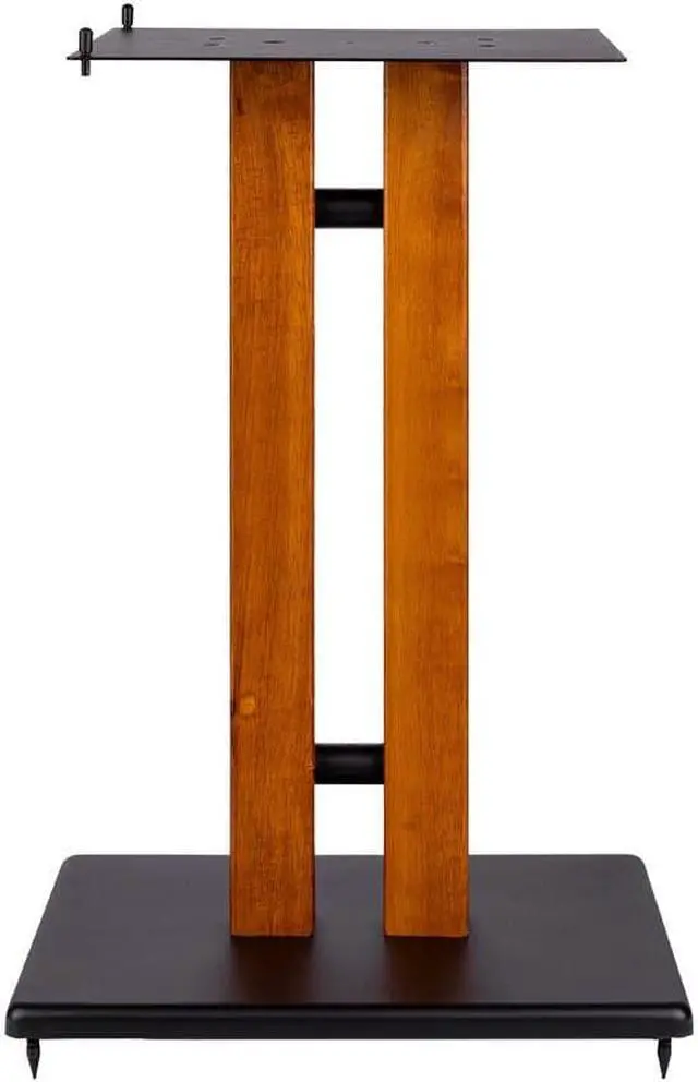 Alt view image 3 of 6 - Monoprice Monolith 28in Cherry Wood Speaker Stand with Adjustable Top Plate, Cherry (Each)  Harmon Kardon, Bose, Sony, Polk, KEF, JBL, Klipsch, For Home Theater Speakers In Your Entertainment System