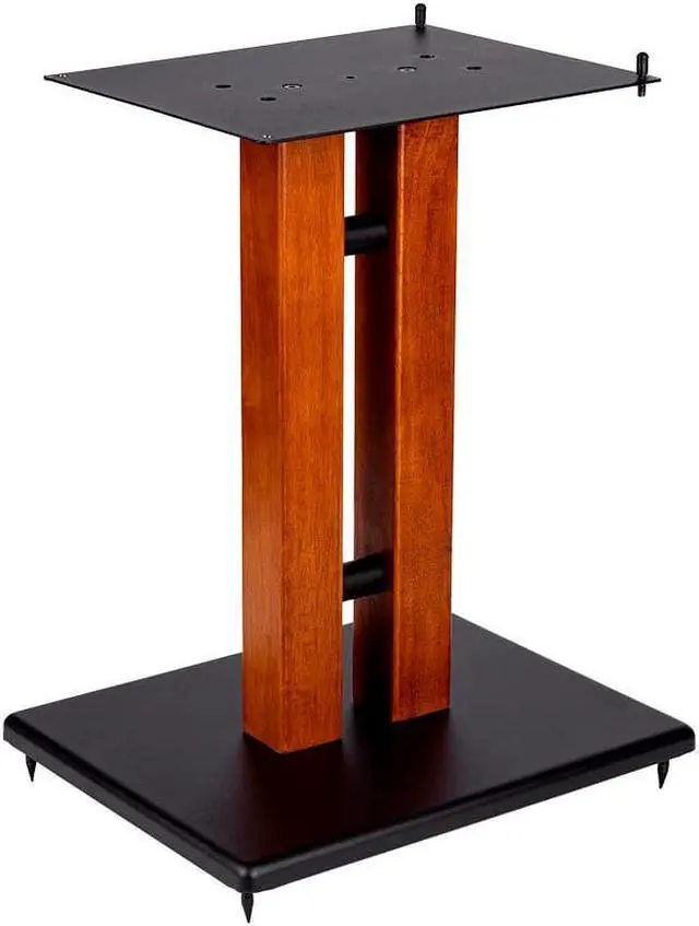 Main image of Monoprice Monolith 18in Cherry Wood Speaker Stand with Adjustable Top Plate, Cherry (Each) Hold Speakers Weighing Up To 75 Pounds, Perfect For Center or Bookshelf Speakers