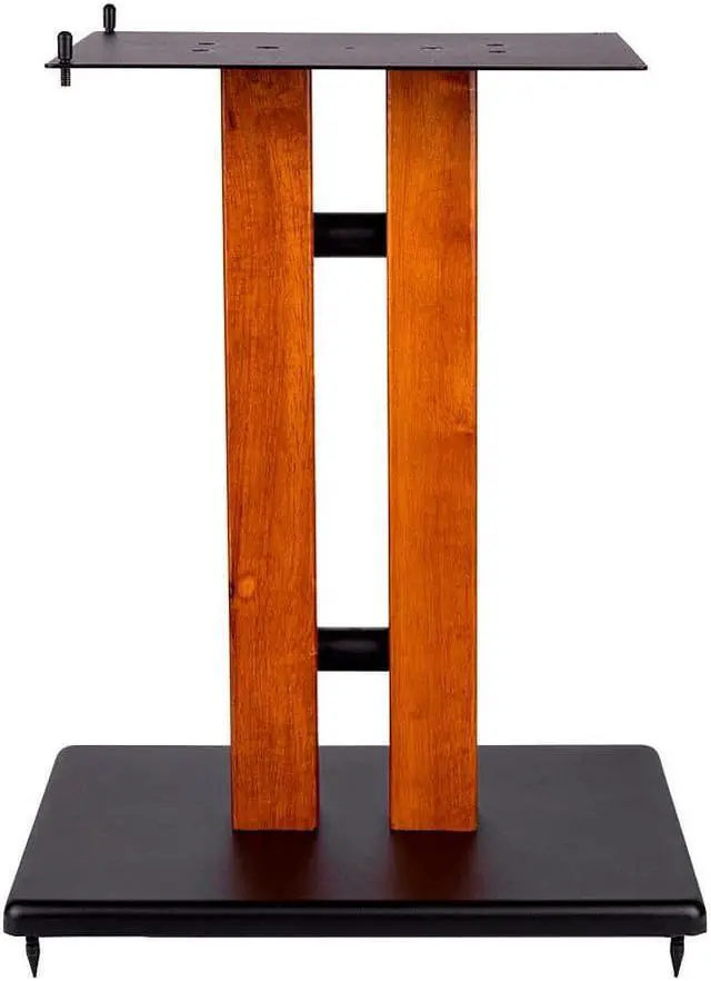 Alt view image 3 of 6 - Monoprice Monolith 18in Cherry Wood Speaker Stand with Adjustable Top Plate, Cherry (Each) Hold Speakers Weighing Up To 75 Pounds, Perfect For Center or Bookshelf Speakers