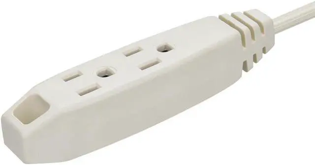 Alt view image 4 of 7 - Monoprice 3-Outlet Flat Plug Household Extension Cord, 16AWG, 13A, SPT-2, White, 6ft