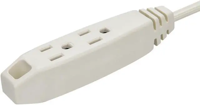 Alt view image 4 of 7 - Monoprice 3-Outlet Flat Plug Household Extension Cord, 16AWG, 13A, SPT-2, White, 10ft
