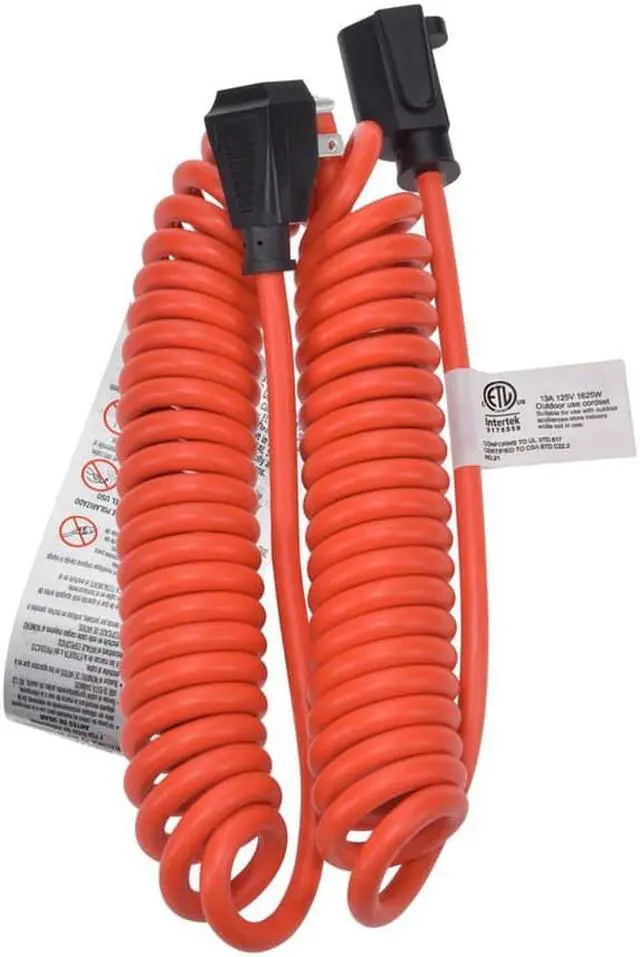 Alt view image 5 of 7 - Monoprice Coiled Power Extension Cord, 16AWG, 13A, SJT, Orange, Expands from 3ft to 10ft