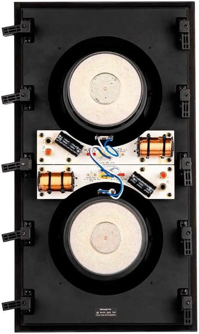 Alt view image 5 of 6 - Monoprice Monolith M-IWSUB82 Dual 8in In-Wall Subwoofer| Passive, Magnetic, Paintable Grille, Easy Install, Adds Powerful Bass To Your In Wall or In Ceiling Home Theater System