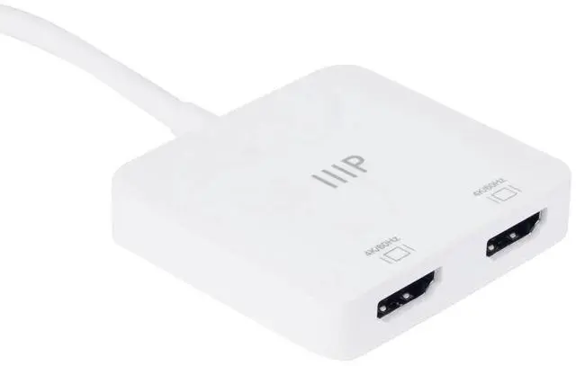 Alt view image 2 of 6 - Monoprice USB-C to Dual 4K HDMI Adapter (Dual 4K@60Hz) For Samsung Galaxy S9/S9+, MacBook Air2020-2018, MacBook/MacBook Pro2020 2019 2018 2017, iPad Pro 2018, Dell XPS13/15