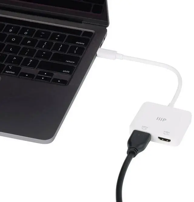 Alt view image 5 of 6 - Monoprice USB-C to Dual 4K HDMI Adapter (Dual 4K@60Hz) For Samsung Galaxy S9/S9+, MacBook Air2020-2018, MacBook/MacBook Pro2020 2019 2018 2017, iPad Pro 2018, Dell XPS13/15