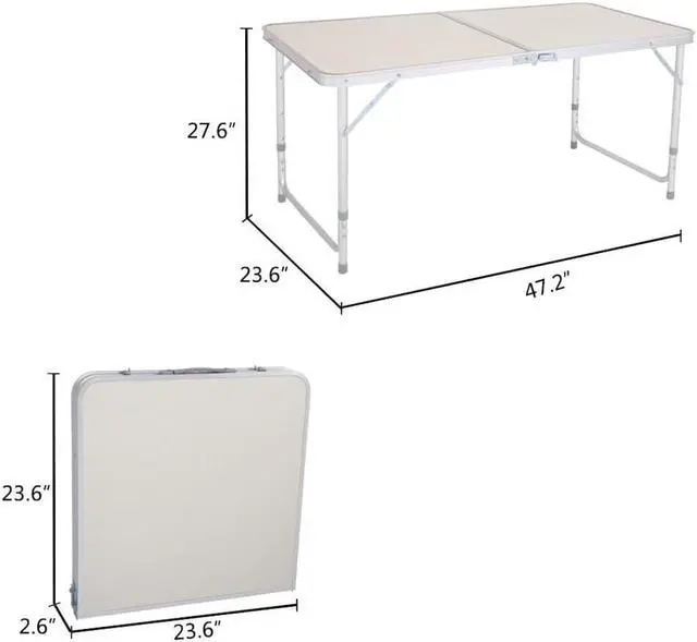 Alt view image 3 of 6 - MPM Folding Table 4FT Portable Lightweight Aluminum Camping Table, Adjustable Height, with Handle for Outdoor Indoor