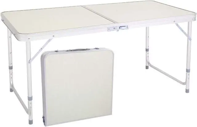 Main image of MPM Folding Table 4FT Portable Lightweight Aluminum Camping Table, Adjustable Height, with Handle for Outdoor Indoor