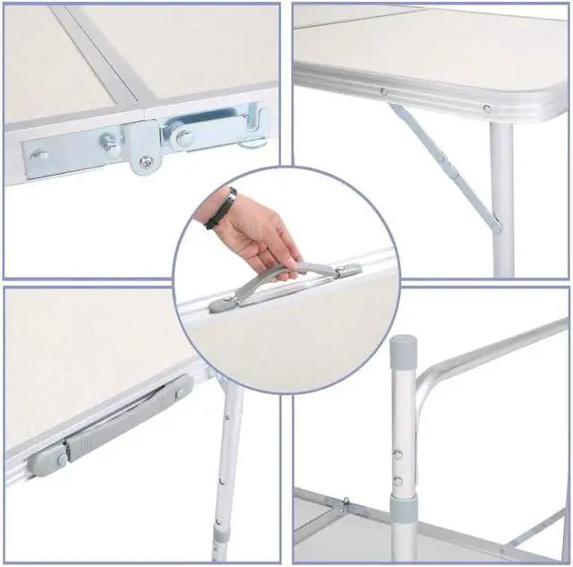 Alt view image 6 of 6 - MPM Folding Table 4FT Portable Lightweight Aluminum Camping Table, Adjustable Height, with Handle for Outdoor Indoor