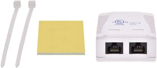 Alt view image 9 of 11 - Monoprice 2-port Cat6 Surface Mount Box - White