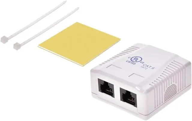 Alt view image 10 of 11 - Monoprice 2-port Cat6 Surface Mount Box - White