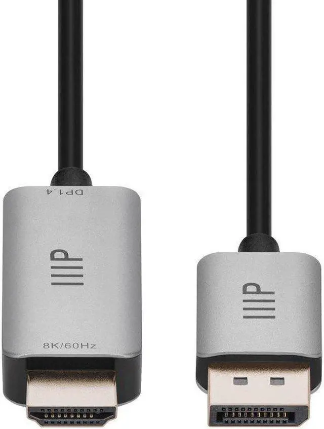 Alt view image 5 of 6 - Monoprice DisplayPort 1.4 Cable to 8K HDMI - 6 Feet | 32AWG, 8K@60Hz, Up To 32.4Gbps Bandwidth, For Video Game Console, Gaming Monitor, Apple TV, or Laptop Computer