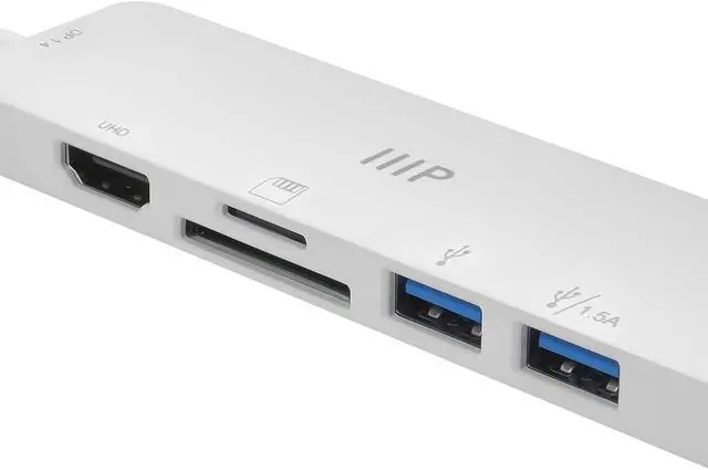Alt view image 5 of 5 - Monoprice 6-in-1 USB-C Multiport 4K HDMI Adapter, 4K@60Hz HDMI, Card Readers, 100W PD, Compatible with MacBook Pro/Air 2020, Galaxy S21, iPad Pro 2020