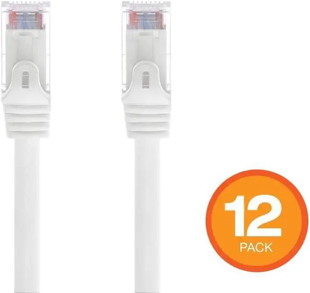 Alt view image 2 of 6 - Monoprice Cat6 Ethernet Patch Cable - 3 Feet - White (12 pack) Snagless RJ45, Stranded, 550MHz, UTP, Pure Bare Copper Wire, 24AWG - Flexboot Series