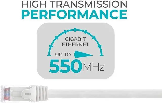 Alt view image 3 of 6 - Monoprice Cat6 Ethernet Patch Cable - 5 Feet - White (12 pack) Snagless RJ45, Stranded, 550MHz, UTP, Pure Bare Copper Wire, 24AWG - Flexboot Series