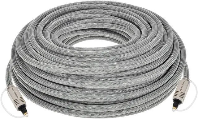 Alt view image 9 of 9 - Monoprice 100ft Premium Optical Toslink Cable w/ Metal Fancy Connectors
